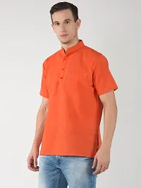Reliable Orange Cotton Solid Kurtas For Men-thumb1