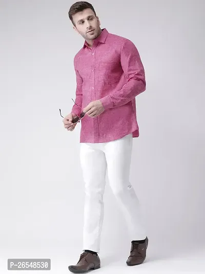 Elegant Purple Linen Solid Long Sleeves Regular Fit Casual Shirt For Men-thumb4