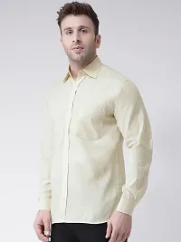 Elegant Beige Linen Solid Long Sleeves Regular Fit Casual Shirt For Men-thumb1