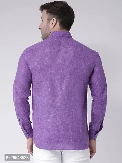 Elegant Purple Linen Solid Long Sleeves Regular Fit Casual Shirt For Men-thumb3