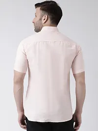 Elegant Beige Cotton Solid Short Sleeves Regular Fit Casual Shirt For Men-thumb3