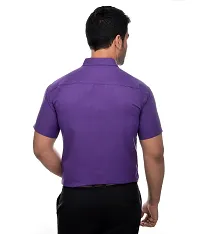 Elegant Purple Cotton Solid Short Sleeves Regular Fit Casual Shirt For Men-thumb3