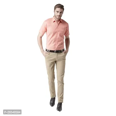 Elegant Orange Cotton Solid Short Sleeves Regular Fit Casual Shirt For Men-thumb4