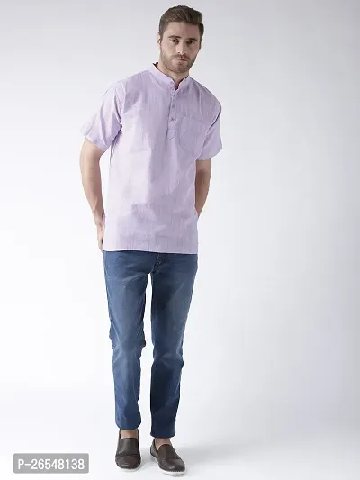 Reliable Purple Cotton Solid Kurtas For Men-thumb4