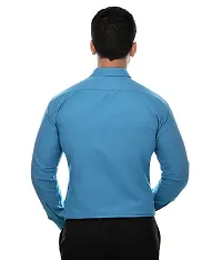 Elegant Blue Cotton Solid Long Sleeves Regular Fit Casual Shirt For Men-thumb3