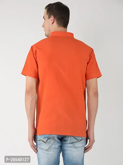 Reliable Orange Cotton Solid Kurtas For Men-thumb3