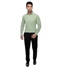 Elegant Green Cotton Solid Long Sleeves Regular Fit Casual Shirt For Men-thumb2
