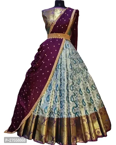 Stylish Purple Banarasi Silk Zari Lehenga Choli Set For Women-thumb0