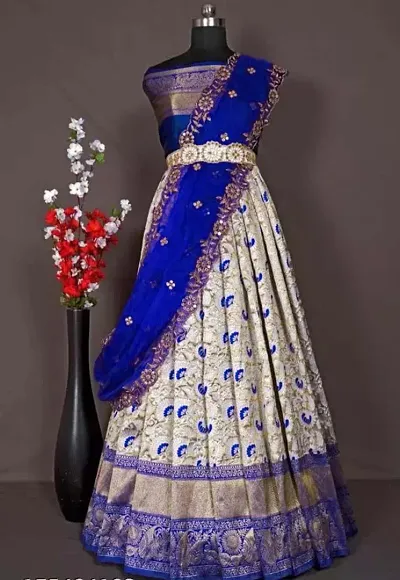 Classic Silk Bend Embroidered Lehenga Cholis for Women with Dupatta