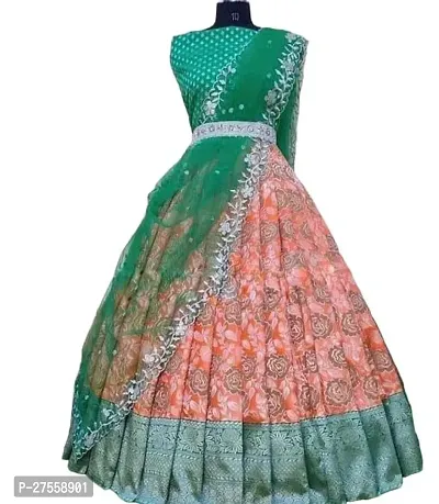 Stylish Peach Banarasi Silk Embroidered Lehenga Choli Set For Women-thumb0