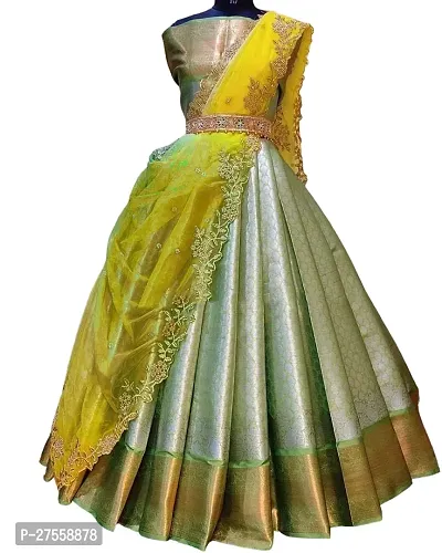 Stylish Yellow Banarasi Silk Zari Lehenga Choli Set For Women