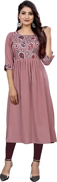 Elegant Brown Self Design Silk Blend Kurta For Women-thumb0