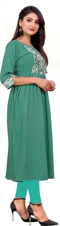 Elegant Green Self Design Silk Blend Kurta For Women-thumb2