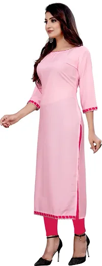 Elegant Pink Self Design Silk Blend Kurta For Women-thumb3