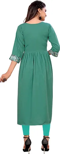 Elegant Green Self Design Silk Blend Kurta For Women-thumb1