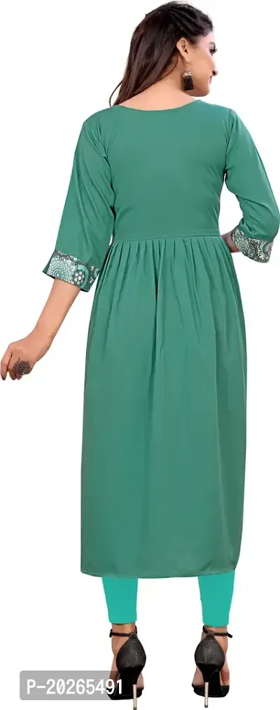 Elegant Green Self Design Silk Blend Kurta For Women-thumb2