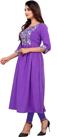 Elegant Purple Self Design Silk Blend Kurta For Women-thumb3