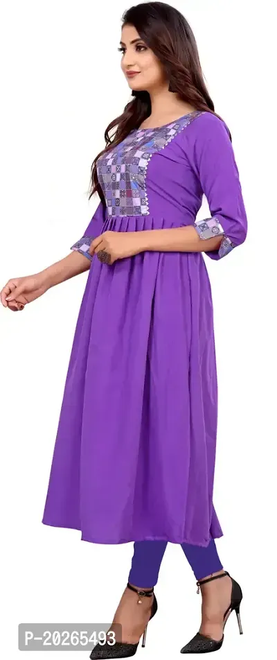 Elegant Purple Self Design Silk Blend Kurta For Women-thumb4