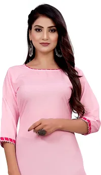 Elegant Pink Self Design Silk Blend Kurta For Women-thumb4