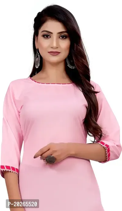 Elegant Pink Self Design Silk Blend Kurta For Women-thumb5