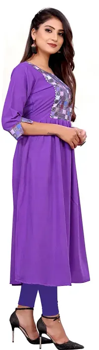 Elegant Purple Self Design Silk Blend Kurta For Women-thumb2