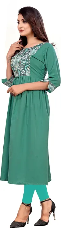 Elegant Green Self Design Silk Blend Kurta For Women-thumb3