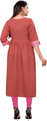 Elegant Brown Self Design Silk Blend Kurta For Women-thumb1