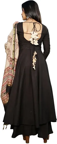 Elegant Black Self Design Rayon Kurta with Bottom And Dupatta Set For Women-thumb1