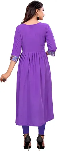 Elegant Purple Self Design Silk Blend Kurta For Women-thumb1