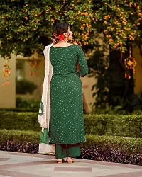 Elegant Green Polka Print Poly Rayon Kurta with Bottom And Dupatta Set For Women-thumb3