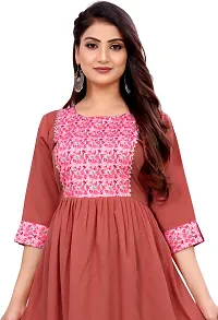 Elegant Brown Self Design Silk Blend Kurta For Women-thumb4