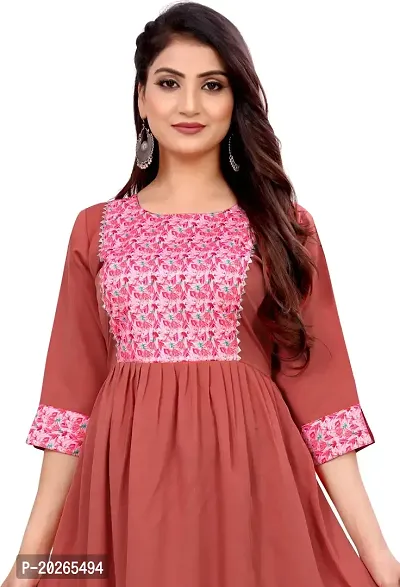 Elegant Brown Self Design Silk Blend Kurta For Women-thumb5