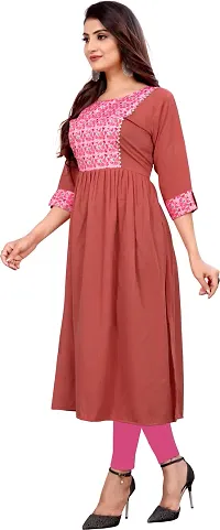 Elegant Brown Self Design Silk Blend Kurta For Women-thumb3