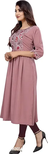 Elegant Brown Self Design Silk Blend Kurta For Women-thumb3