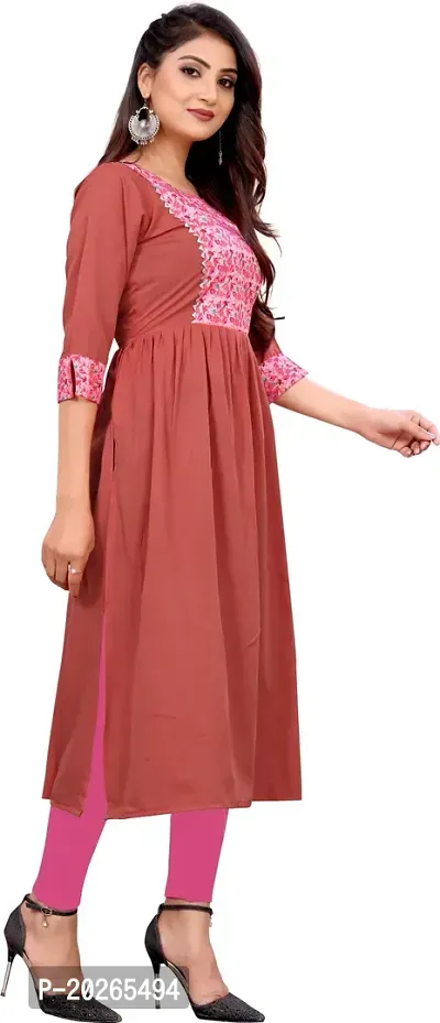 Elegant Brown Self Design Silk Blend Kurta For Women-thumb3