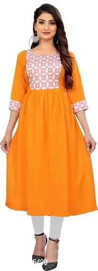 Elegant Orange Self Design Silk Blend Kurta For Women-thumb0