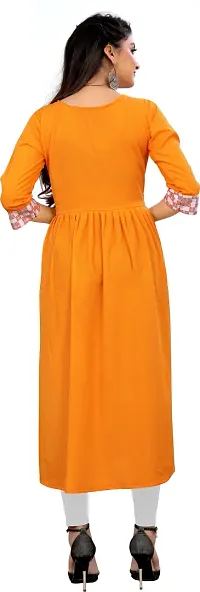 Elegant Orange Self Design Silk Blend Kurta For Women-thumb1