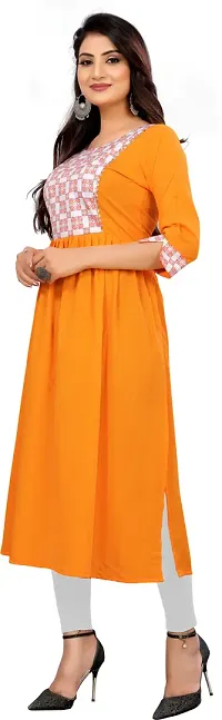 Elegant Orange Self Design Silk Blend Kurta For Women-thumb3