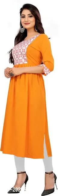 Elegant Orange Self Design Silk Blend Kurta For Women-thumb4