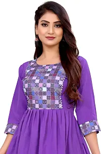 Elegant Purple Self Design Silk Blend Kurta For Women-thumb4