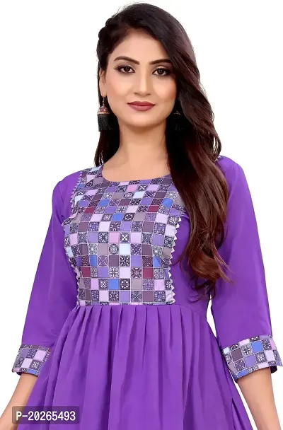 Elegant Purple Self Design Silk Blend Kurta For Women-thumb5