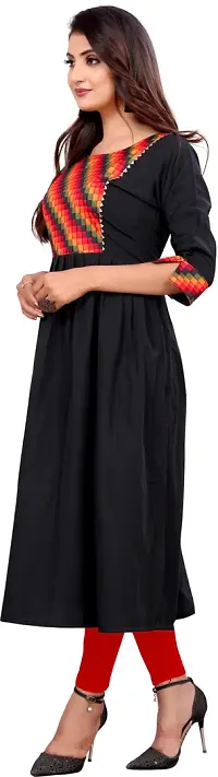Elegant Black Self Design Silk Blend Kurta For Women-thumb3