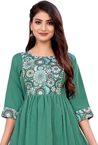 Elegant Green Self Design Silk Blend Kurta For Women-thumb4