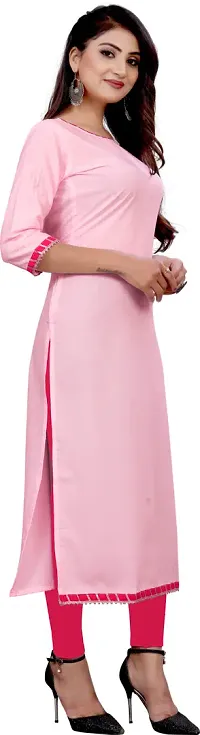 Elegant Pink Self Design Silk Blend Kurta For Women-thumb2