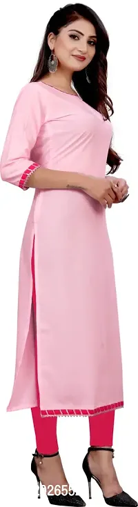 Elegant Pink Self Design Silk Blend Kurta For Women-thumb3