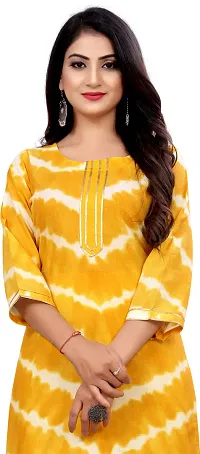 Elegant Yellow Self Design Cotton Blend Kurta with Bottom Set For Women-thumb3