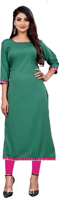 Elegant Green Self Design Silk Blend Kurta For Women