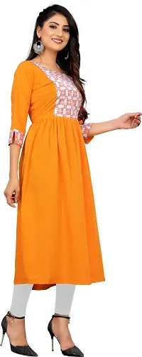 Elegant Orange Self Design Silk Blend Kurta For Women-thumb2