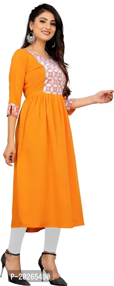 Elegant Orange Self Design Silk Blend Kurta For Women-thumb3