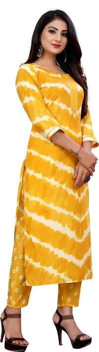 Elegant Yellow Self Design Cotton Blend Kurta with Bottom Set For Women-thumb2